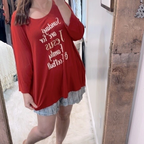 Cato long sleeve T-shirt  size 22/24W Sundays are for Jesus Family and football - Picture 2 of 7